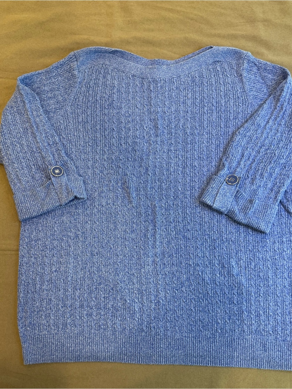 Karen Scott Women's 2X Ocean Blue Cable Knit Sweater Short Sleeve Boat Neck